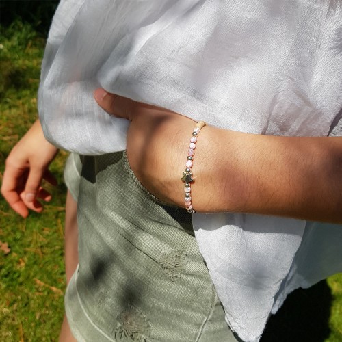 Le bracelet est porté avec de la Jaspe impression turquoise 2